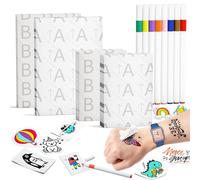Phomemo TK32 Impresora Tatuajes Temporales Niños Consumibles Kit | Contiene 50 hojas de papel para tatuajes y transferencia (40 hojas de 2 x 3", 10 hojas de 3 x 5") y 8 bolígrafos marcadores