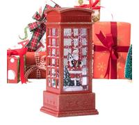 Phone Booth Design Snow Globe Lantern, Lighted Christmas Snow Globe, Glitter Christmas Tabletop Lantern, Decorative Snow Globe Light 12x5.1x5.1cm for Holiday Decor, Home, Indoor, Red Color