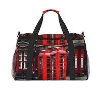 Phone Booth London Street Print - Bolsa de lona grande de viaje para fin de semana para mujer, bolsa de mano, Negro -, Talla única