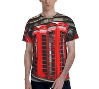 Phone Booth London Street Print - Camisetas de manga corta para hombre, elegantes y suaves, perfectas para el uso diario, Negro, XXL