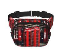 Phone Booth London Street Print - Cangurera para mujer, para uso diario, viajes, al aire libre, correr, caza, para adultos, Negro -, Talla única