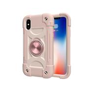 Phone Case for iPhone Xs Max/6.5 Mobile Phone Shell, Contrast Color Rotating Bracket Shell, Double Ring All-inclusive Protective Cover (pink )