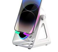 Phone Holder Induction Speaker - 2000mAh Rechargeable with Colorful Light, Speaker Phone Stand for Live Streaming, Music Listening, Charging, Home, College, Dorm, Hands-Free Entertainment and Audio