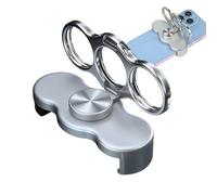 Phone Ring Holder - 8x3.6x2.5cm Foldable 360° Rotating Double-Ring Grip | Three-Finger Mobile Stand, Adjustable Back Clip for Phones & Tablets, Desk, Car, Office