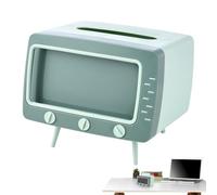 Phone Stand TV Box - Retro Style Tissue Holder with Mobile Feature, Function Storage Organizer, Decor Accessory, Practical Everyday Use Item | Compact Dispenser For Office, Bedside