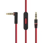 Phone Star Cable alargador de audio de repuesto para auriculares Dr. DRE Beats con control de volumen, micrófono y contestar llamadas en rojo - 3,5 mm AUX estéreo