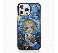 PHONECASES3D - Funda Móvil para Apple iPhone 14 Pro Jasmine Becket - Diseño Alice in a Van Gogh Nocturne - Carcasa con Efecto 3D Patentado - Protección Ligera y Resistente - Negro