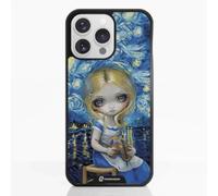 PHONECASES3D - Funda Móvil para Apple iPhone 15 Pro MAX Jasmine Becket - Diseño Alice in a Van Gogh Nocturne - Carcasa con Efecto 3D Patentado - Protección Ligera y Resistente - Negro