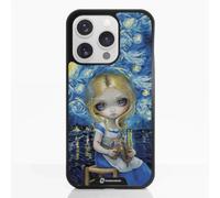 PHONECASES3D - Funda Móvil para Apple iPhone 16 Pro Jasmine Becket - Diseño Alice in a Van Gogh Nocturne - Carcasa con Efecto 3D Patentado - Protección Ligera y Resistente - Negro
