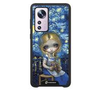 PHONECASES3D - Funda Móvil para Xiaomi 12/12X Global 5G Jasmine Becket - Diseño Alice in a Van Gogh Nocturne - Carcasa con Efecto 3D Patentado - Protección Ligera y Resistente - Negro