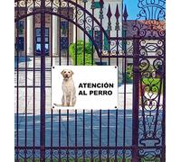 Phonecasing - Cartel de señal «Attenti al Cane» de aluminio, 3 mm, compuesto en español (30 cm x 20 cm, labrador crema)