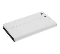 PhoneNatic Cubierta de Cuero Artificial Compatible con Sony Xperia M5 - Bookstyle Blanco - Cover Cubierta + Protector de Pantalla