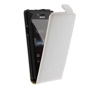 PhoneNatic Cubierta de Cuero Artificial Compatible con Sony Xperia Miro - Flip-Case Blanco - Cover Cubierta + Protector de Pantalla