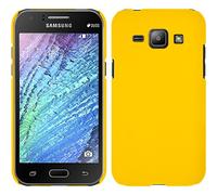PhoneNatic Funda Rígida Compatible con Samsung Galaxy J1 (2015 - J100) - Goma Amarillo - Cover Cubierta + Protector de Pantalla