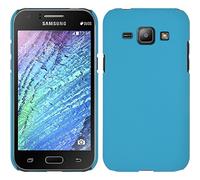 PhoneNatic Funda Rígida Compatible con Samsung Galaxy J1 (2015 - J100) - Goma Azul Claro - Cover Cubierta + Protector de Pantalla