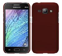 PhoneNatic Funda Rígida Compatible con Samsung Galaxy J1 (2015 - J100) - Goma Rojo - Cover Cubierta + Protector de Pantalla