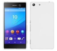 PhoneNatic Funda Rígida Compatible con Sony Xperia M5 - Goma Blanco - Cover Cubierta + Protector de Pantalla