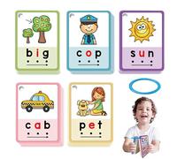 Phonics Flash Cards For Kids, 70 Pieces Reading Learning Puzzle Set, Early Education Games For Ages 3+, Preschool, Kindergarten, Homeschool, Daycare, Classroom, Travel, 3.15x4.33 In