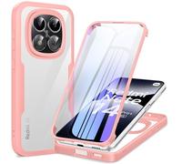 Phoona 360 degrés Coque pour Xiaomi Redmi Note 14 Pro 5G / Note 14 Pro Plus/Note 14 Pro+ Avec Protection d'écran, Silicone Antichoc Anti-Rayures Intégrale Étui Housse pour Redmi Note 14 Pro, Rose