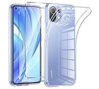 Phoona Funda para Xiaomi Mi 11 Lite 4G/5G/5G NE Carcasa con 2 Piezas Cristal Templado,Transparente Silicona TPU Protección Funda para Xiaomi Mi 11 Lite Anti-Choques y Anti-Arañazos Caso