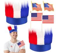 phoorapace Diademas patrióticas del 4 de julio, color rojo, blanco y azul, para el Día de la Independencia, accesorios para el cabello loco con bandera y pin para el Día de los Caídos, Día del