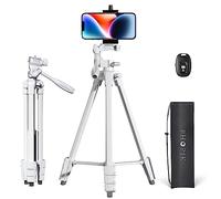 PHOPIK - Trípode extensible para teléfono de 55 pulgadas, con obturador, trípode de video con panorama de 360 grados y tornillo de montaje de 1/4 pulgadas para iPhone/Android/cámara deportiva, soporte