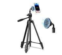 PHOPIK Trípode ligero para teléfono de 55 pulgadas, trípode de vídeo con 360 Panorama y tornillo de montaje de 14 pulgadas para cámara sin espejoGoproDSLR y soporte de teléfono para smartphone,