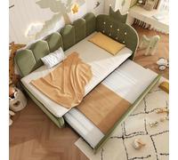phosir Cama de día de 90 x 200 cm de terciopelo verde, extensible a 90 x 190 cm, con cabecero de rejilla, cama de invitados compacta y sofá cama individual