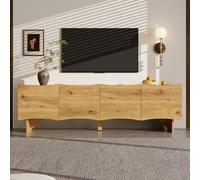 phosir Mueble bajo para TV con 4 puertas, 155 cm | Panel de TV con pasacables y espacio de almacenamiento, efecto madera, tablero de partículas, para sala de estar