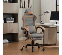 phosir Silla de oficina ergonómica para videojuegos, reclinable 135°, altura regulable, PVC gris, con cojín lumbar y cabeza