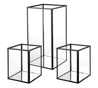 Phosphor Juego de 3 portavelas de Cristal Negro para Bodas, Fiestas, Vacaciones.