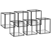 Phosphor Juego de 6 portavelas de Cristal pequeño para huracán, Color Negro, para Bodas, Fiestas, Vacaciones.