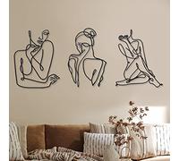 Photect 3 Esculturas de Pared Modernas de Mujer Arte de Pared de Metal de Mujer Decoración Minimalista Femenina Abstracta Dibujo de Arte de Línea Única Colgante para Decoración (Negro, Moderno)
