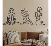 Photect 3 piezas de arte de pared de metal, minimalista, abstracto, mujer, arte de pared de metal, moderno, dibujo de líneas, decoración femenina de una sola línea, para colgar en la pared del hogar,