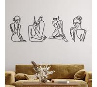 Photect 4 Decoraciones de Arte de Pared de Metal Negras Dibujo de Arte de Una Sola Línea Esculturas de Pared Modernas de Mujer Femenina Abstracta Minimalista Acentos de Decoración Colgante