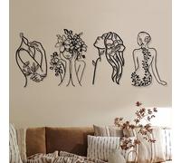 Photect 4 Decoraciones de Pared de Metal de Mujer Minimalistas Abstractas Arte de Pared con Dibujo de Línea Única Arte de Dormitorio de Cara Cuerpo Femenino Esculturas de Hogar Modernas