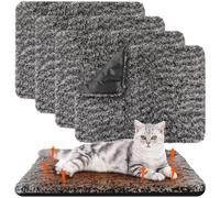 Photect 4 Mantas Autocalentables para Gatos y Perros Colchoneta para Camas de Mascota Térmica Cálida Lavable Funda Extraíble Fondo Antideslizante para Perrera Caja Mascota(Gris)