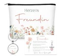 Photect Set de Regalo para Novia Regalos para Mejores Amigas 1 Neceser 1 Llavero Grabado 1 Llavero de Ángel de la Guarda 1 Tarjeta. Pequeños Detalles para Mujeres Cumpleaños Navidad