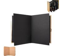 Photo Accordion Scrapbook Album,Expandable Memory Book with DIY Kit,Vintage Kraft Paper Journal for Travel Stories & Family Keepsakes,An ideal gift for others (Black, M)