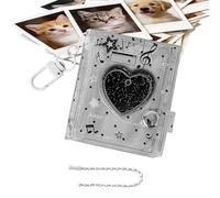 Photo Album Keychain - Heart Design Photocard Holder Book | Shiny Clear Photo Album Backpack Charm With 24 Pockets - For Picture Storage School Travel Display