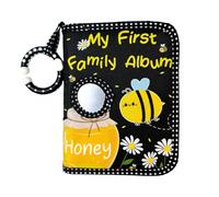 Photo Book - First Soft Cloth Album | Family Picture Keeper with Bee Honey Pattern Design Memory Organizer for Keepsake Collection Scrapbook Gift Idea for Nursery Display