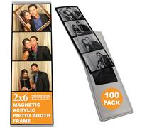 Photo Booth Nook Marco magnético para fotomatón de 2 x 6 pulgadas (100 unidades) | Acrílico transparente, imán fuerte con inserciones plateadas | A granel