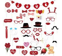 Photo Booth Props, Paquete de Photocall Boda & Photocall de Primera Categoría para San Valentín, 47 Adornos de Fotografía, Ideal para Hombres y Mujeres