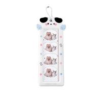 Photo Card Sleeve Keychain - Four Compartment Mini Album for Daily Carry | Transparent PVC Case with Cute Printed Cover, Lightweight Organizer for School Office Commute