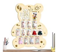 Photo Display Board - Picture Frame | Wood Kids Growth Picture Display Board for New Parents Enthusiasts Photographers Family Reunion First Birthday Travel