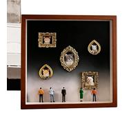 Photo Display Memory Box - Mini Museum Shadow Box for Keepsake Showcase | Acrylic Case with Wooden Base for Pet Photos Figurines Display, Desktop Decoration Organizer for Bedroom Dorm Apartment Gift