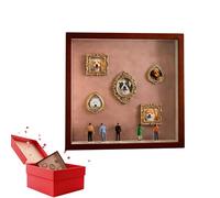 Photo Display Memory Box - Mini Museum Shadow Box for Keepsake Showcase | Acrylic Case with Wooden Base for Pet Photos Figurines Display, Desktop Decoration Organizer for Bedroom Dorm Apartment Gift