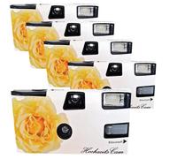 PHOTO PORST - Cámara desechable (5 unidades, 1 A, incluye flash, pilas y película, 5 unidades, 27 fotos cada una)