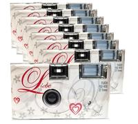 PHOTO PORST - Cámaras Desechables de Un Solo Uso (8 unidades, 1 A, con flash, pilas y película, 27 disparos), Pack Boda