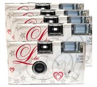 PHOTO PORST - Juego de 5 cámaras desechables 1A Edition Love & Love & Corazones, con flash, pilas y película (paquete de 5, 27 tomas cada una, 35 mm, color)